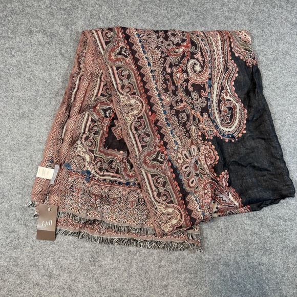 J. Jill Accessories - J. Jill Scarf Shawl Womens One Size Navy Multi Paisley Fringe Wrap Fall Winter